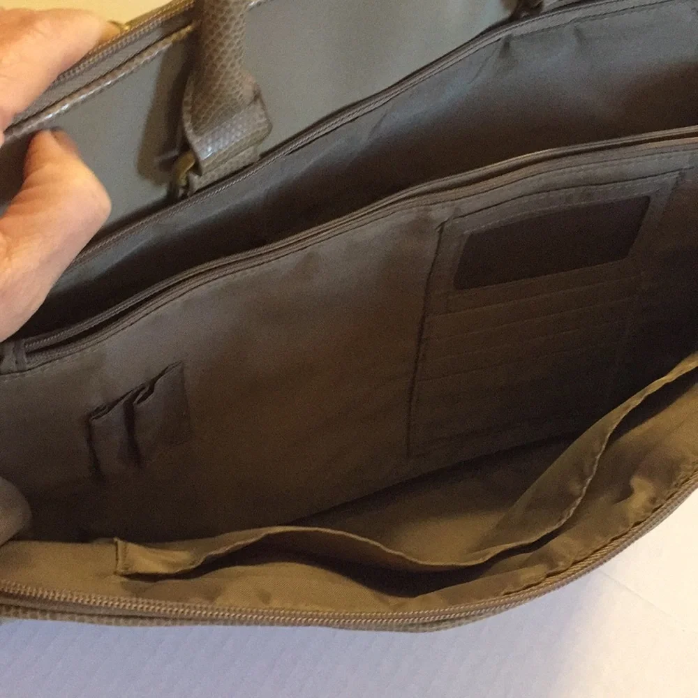 70s LAPTOP Briefcase Canvas Faux Lizard Pockets​ iPad Professional Office Tote